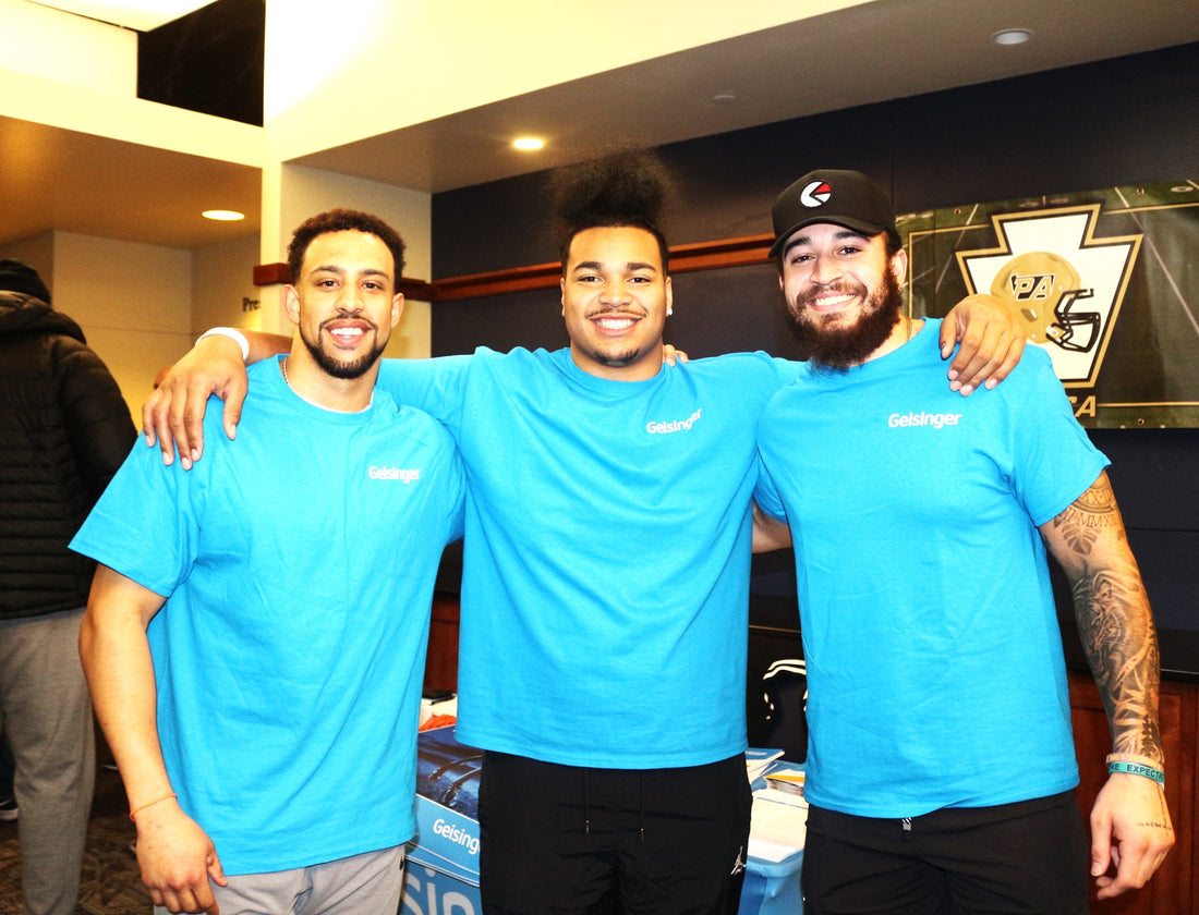 Geisinger partnered with local NIL athletes Julian Fleming, Keaton Ellis and Dvon Ellies at recent event